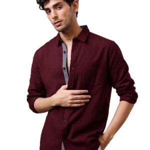 Pinkmint Casual Shirt for Men Stylish Men's Shirt Soild Regular Fit Long Sleeve Formal Wear Purple