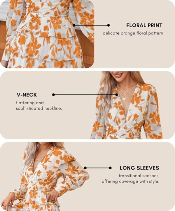 Leriya Fashion Women Above The Knee Dress,One Piece Floral Printes Long Sleeve,Summer Drass,Dresses for Every Occation,Western Beach,Festive & Casual Wear (Westarn,Printed,Every Day) - Image 4