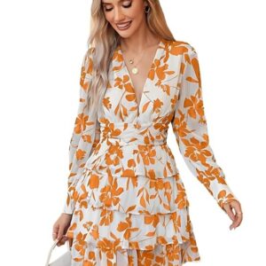 Leriya Fashion Women Above The Knee Dress,One Piece Floral Printes Long Sleeve,Summer Drass,Dresses for Every Occation,Western Beach,Festive & Casual Wear (Westarn,Printed,Every Day)